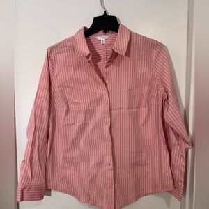 Time and Tru Pink and White Striped Shirt